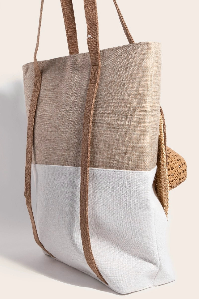 Elise Two Tone Hat Carrier Canvas Tote Bag