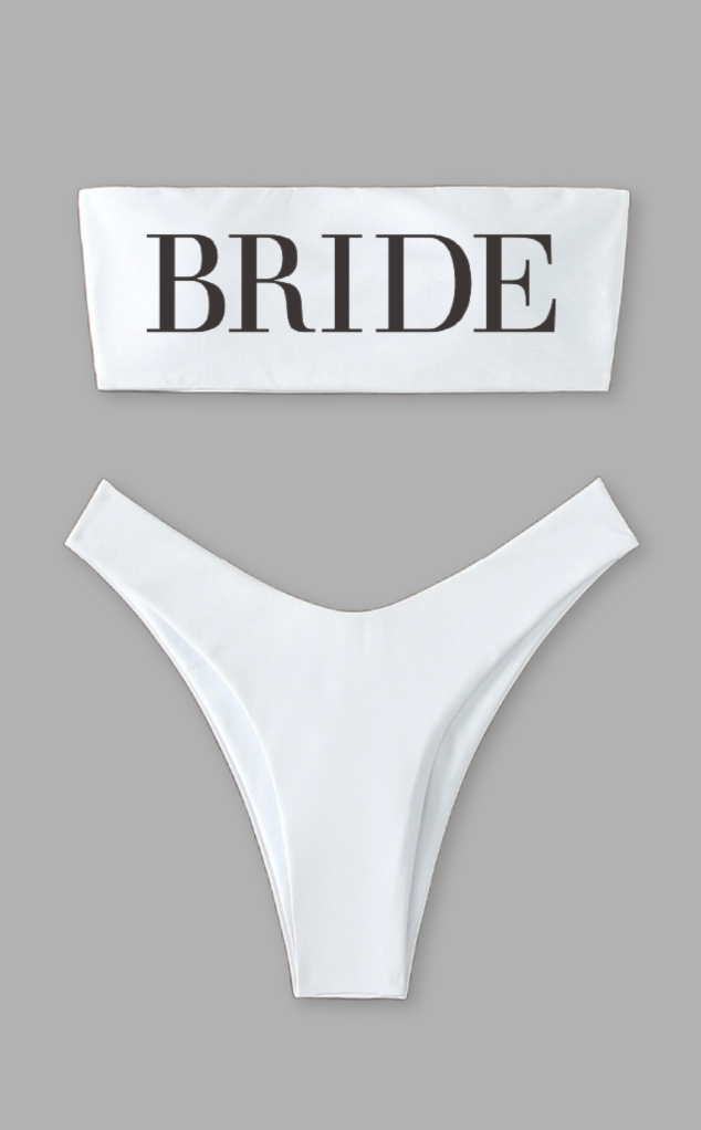 Bride Bikini Set - Bandeau Top & High Cut Bottom