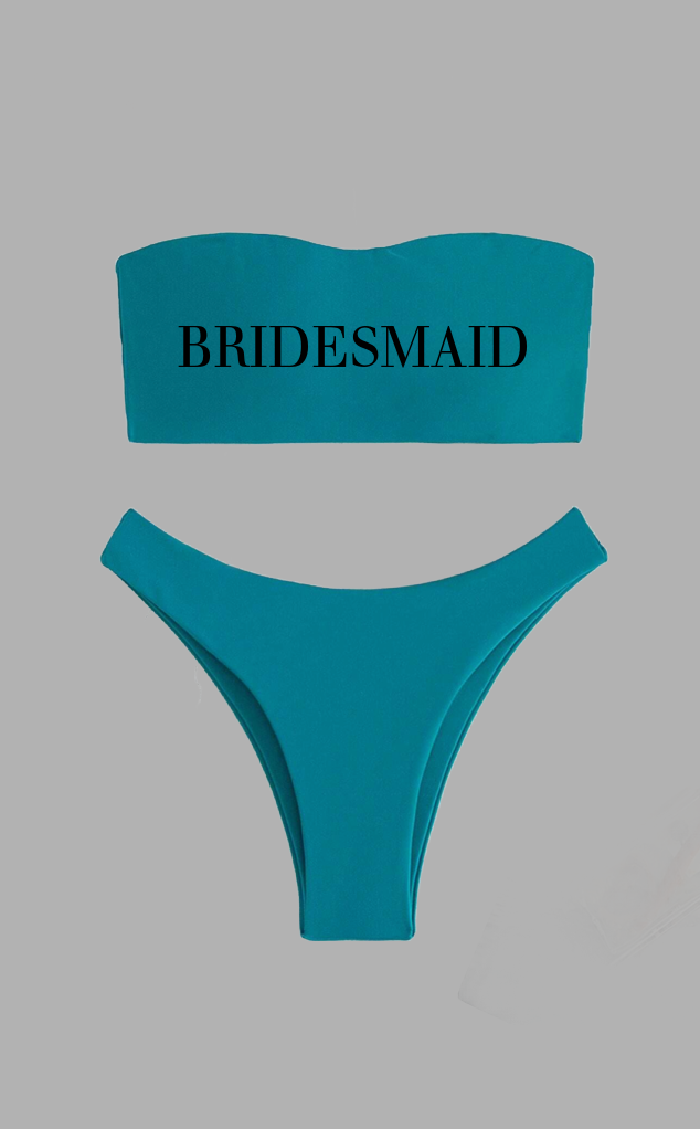 Bridesmaid Bikini Set - Bandeau Top & High Cut Bottom