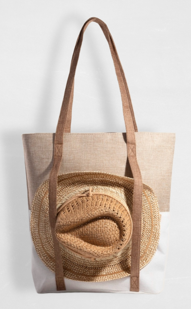 Elise Two Tone Hat Carrier Canvas Tote Bag