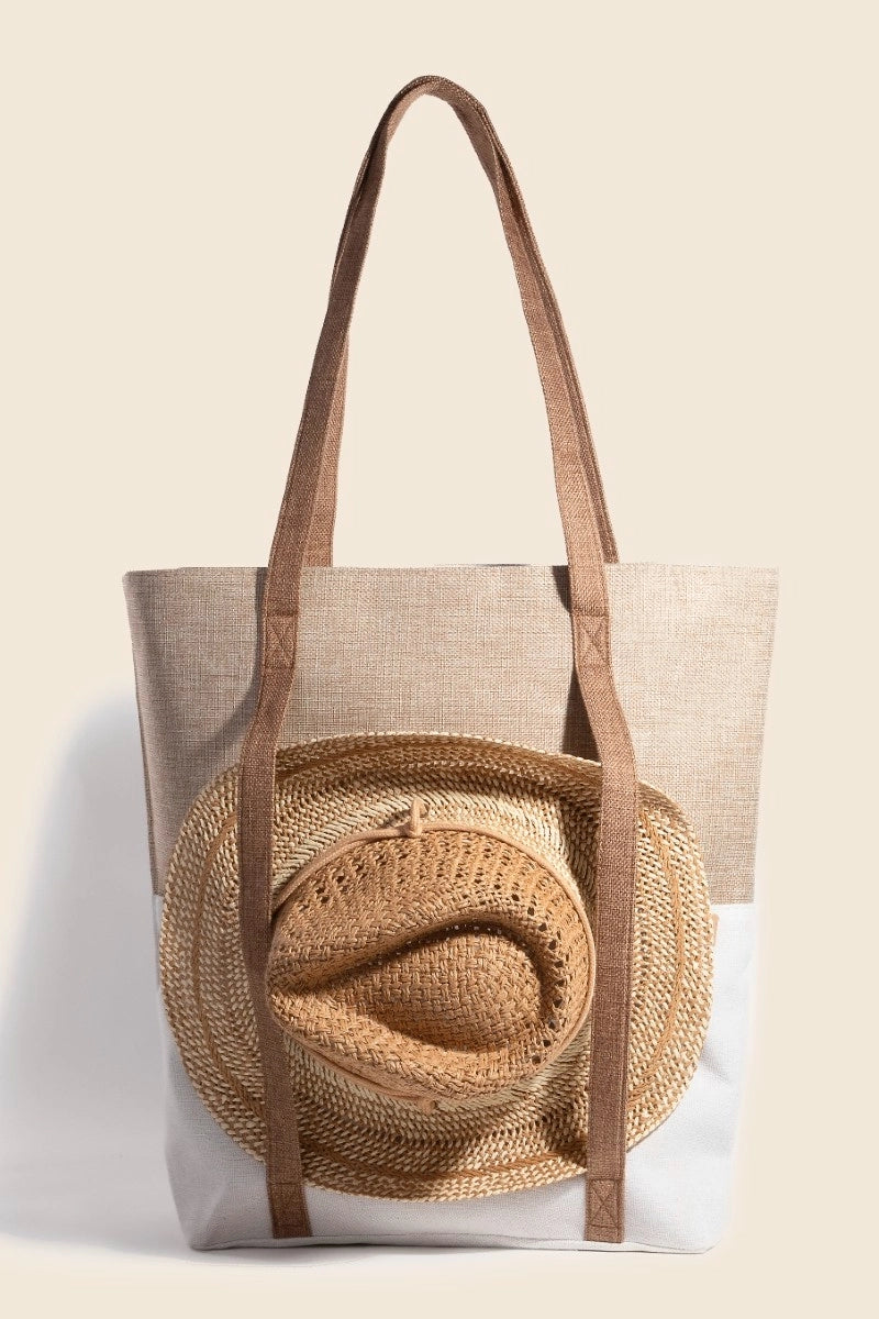 Elise Two Tone Hat Carrier Canvas Tote Bag